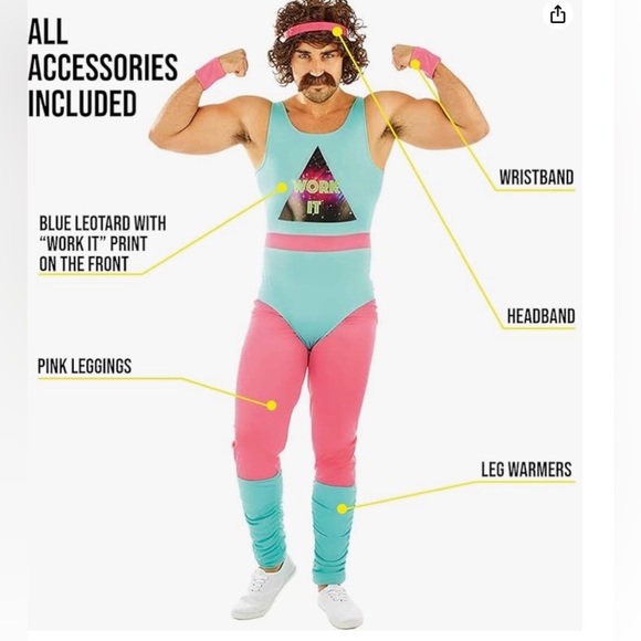 fun shack 80s Workout Fitness Exercise Costumes For Men - Picture 1 of 7